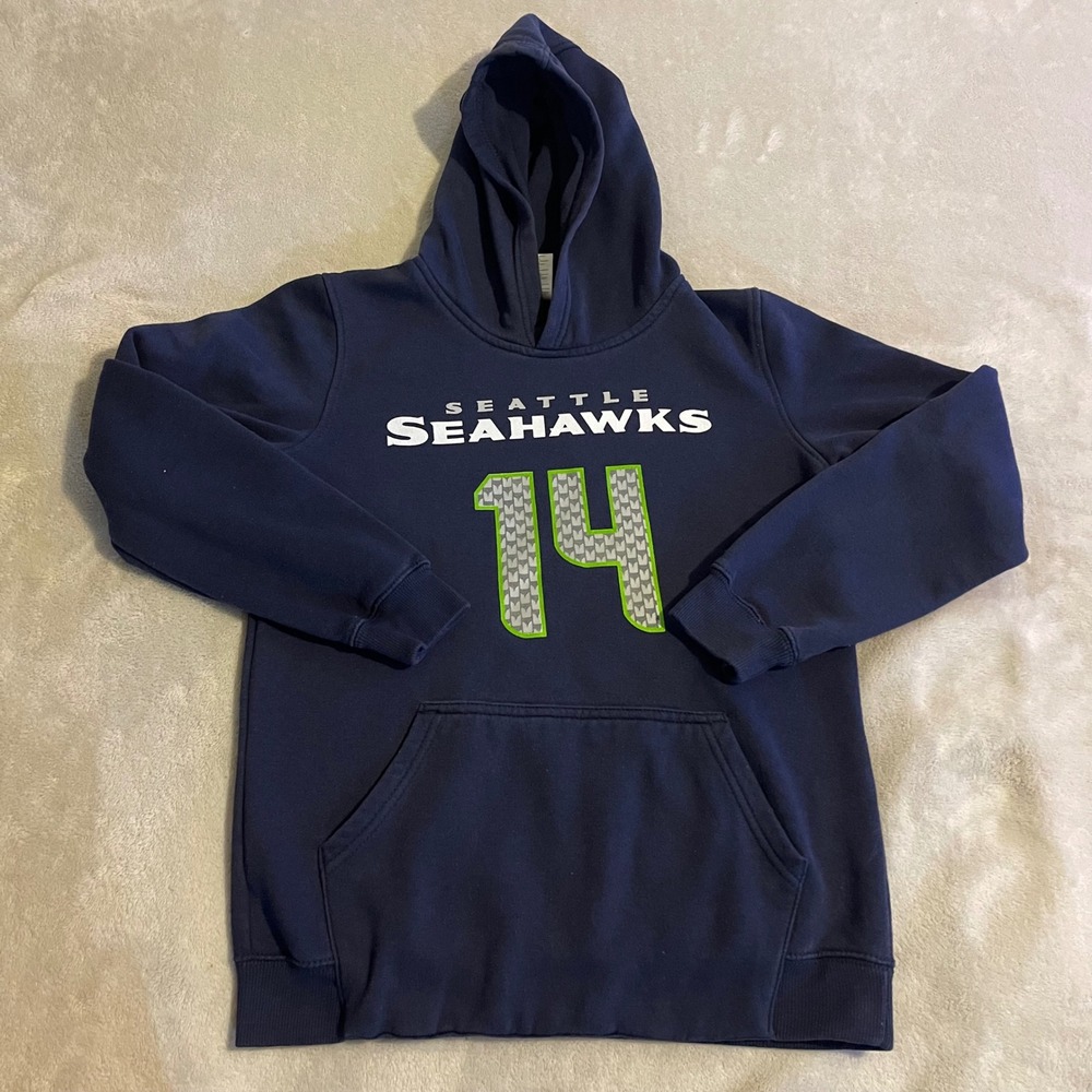 Kids Outer Stuff Seattle Seahawks DK Metcalf‎ 14 Navy Blue Hoodie Size L-G 14-16